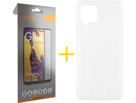 Carcasa y Protector de Pantalla de Vidrio Full Samgung A42 5G ACCETEL Silicona Líquida Transparente