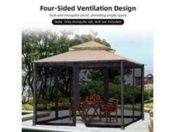 Mosquitera Para Patio, Toldo Con Cremallera, 4 Paneles, Protección Contra Insectos Para Porches Y Espacios Exteriores.