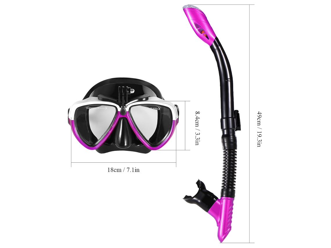 Máscara De Snorkel Antivaho Con Tubo Seco Y Lente De Cristal Templado Para Buceo Y Natación.