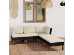 Conjunto de jardín de 5 piezas DKD Home Decor con cojines de mimbre negros