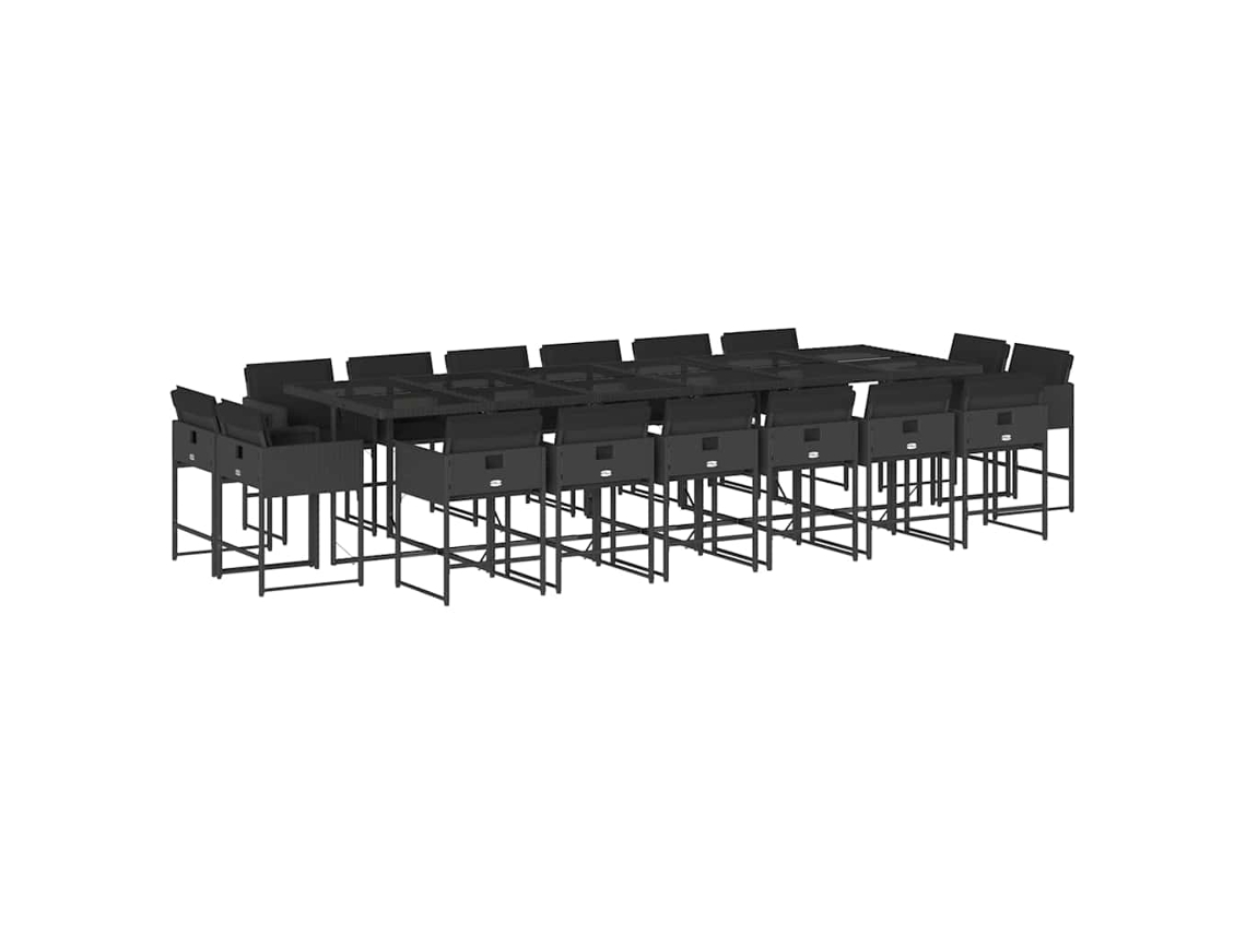 Maison Exclusive - Set De Muebles Jardín 17 Pzas Con Cojines Ratán Sintético Negro