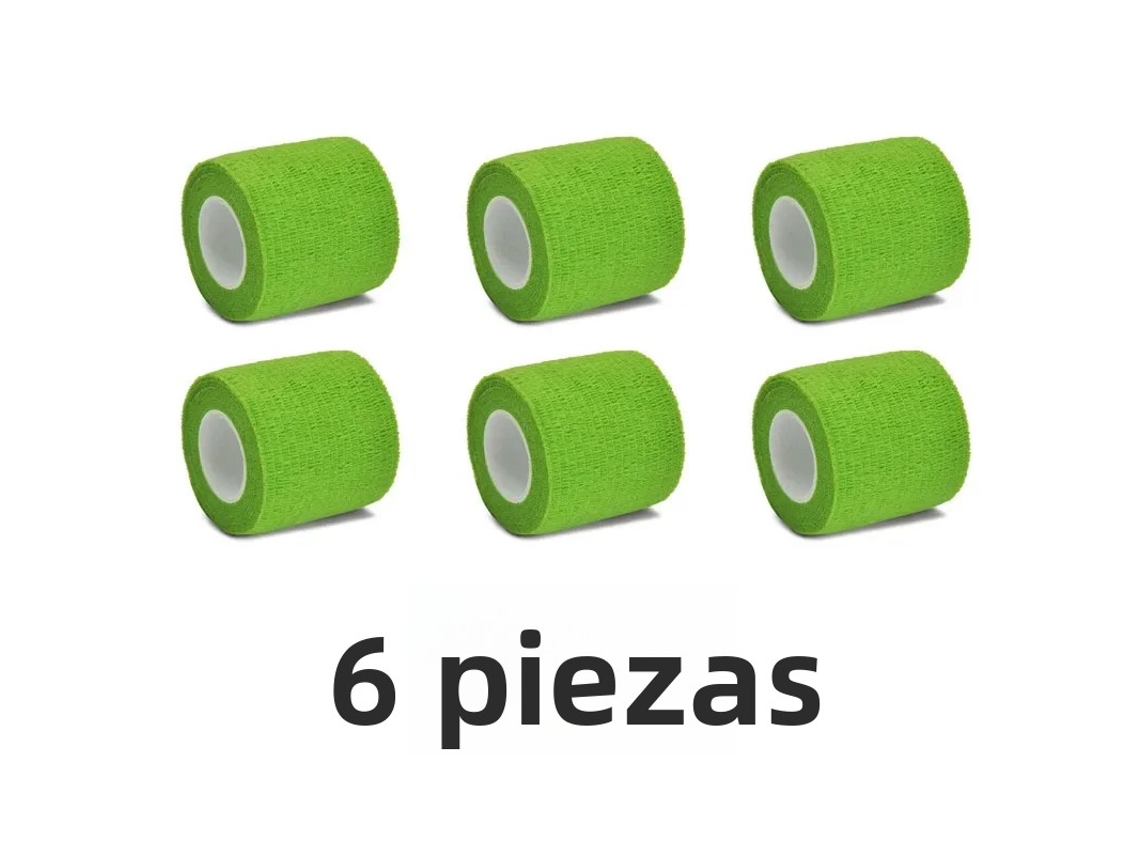 (verde, Paquete De 6, 7,5 Cm X 4,8 M) Venda De Gasa De Algodón Transpirable, Vendaje Elástico Autoadhesivo