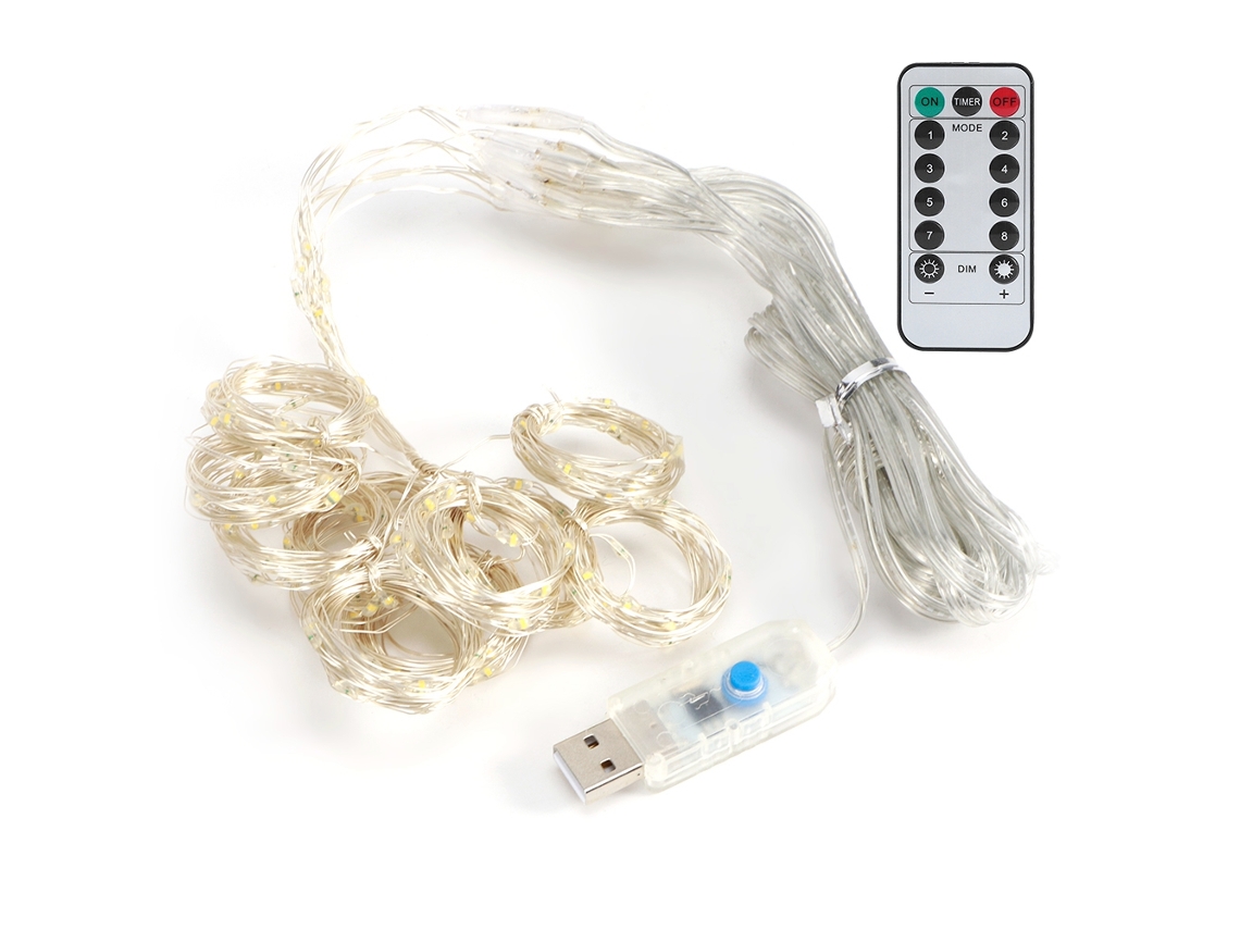 2026-luces De Cortina Led Con 200 Chips 3x2m, Control Remoto, 8 Modos, Decoración Hogar Y Fiestas Usb