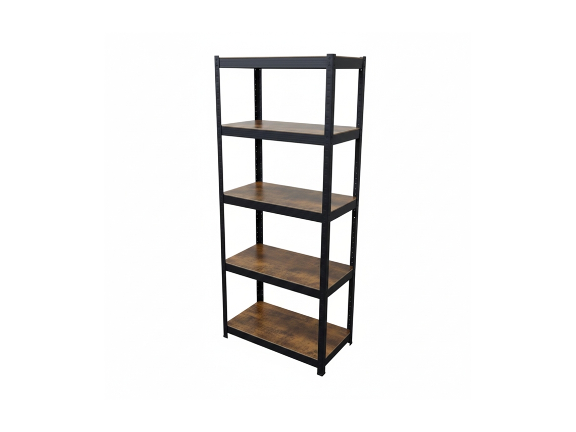 Estantería Pesada Relaxdays, Hbt 168 X 80 X 40 Cm, 350 Kg, 5 Niveles, Industrial, Sencilla De Montar, Negro/marrón
