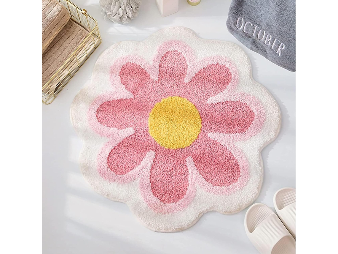 Tapete Para Sala De Estar - Padrão Floral Suave - Antideslizante - Alta Absorção De Água - 25,6 X 25,6 Polegadas (rosa)