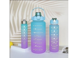 Juego de 3 vasos de plástico con efecto degradado, botellas deportivas de gran capacidad. Mdug (azul morado)