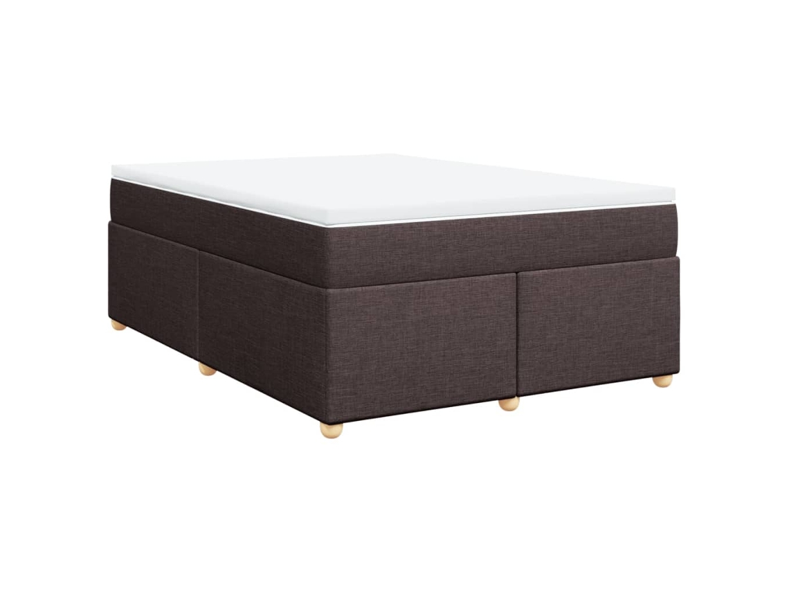 Maison Exclusive - Cama Box Spring Con Colchón Tela Marrón Oscuro 140x190 Cm