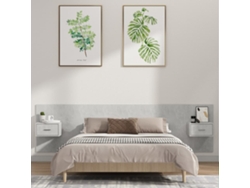 Cabecero De Cama Y Mesitas Madera Contrachapada Gris Hormigón