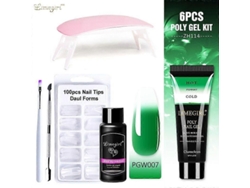 Kit de uñas de gel de poliéster con lámpara UV de 6 W, herramientas de manicura rápida GOKOCO