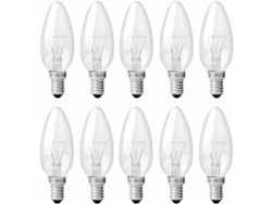 10 Bombillas Led Tipo Vela E14 De 40 W, Regulables, Luz Blanca Cálida De 2700 K, Efecto Llama, 400 Lúmenes.
