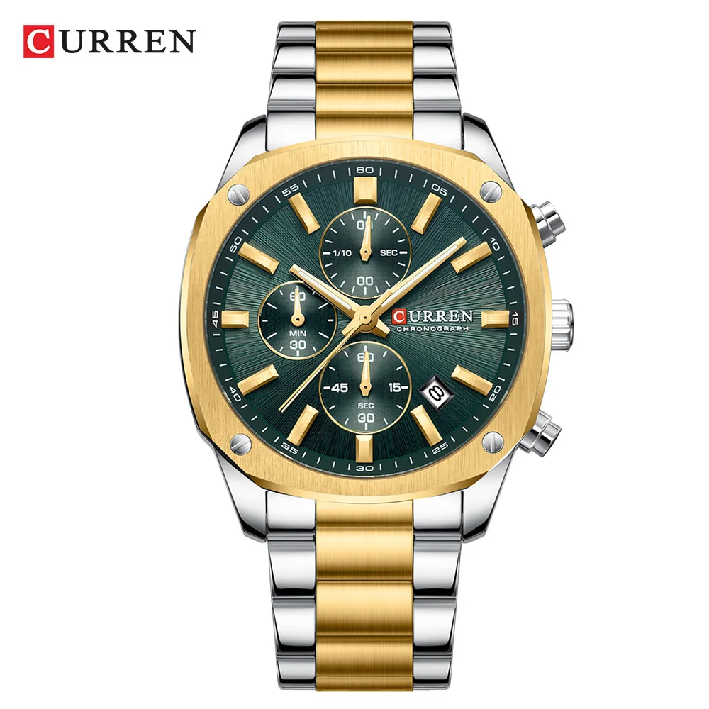 Reloj De Negocios Para Hombre Con Cronógrafo Y Fecha, Resistente Al Agua, Luminoso, Acero Inoxidable.