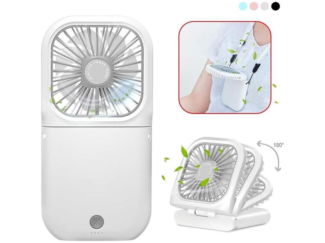 Ventilador De Cuello (blanco), Tres Velocidades De Viento Ajustables, 7 Aspas, Batería De 3000 Mah