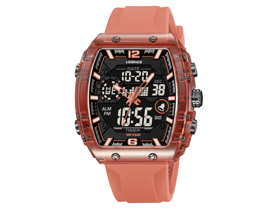Reloj De Pulsera Electrónico Digital Luminoso E Impermeable (rosa) Elegante Para Hombre, Reloj Deportivo.