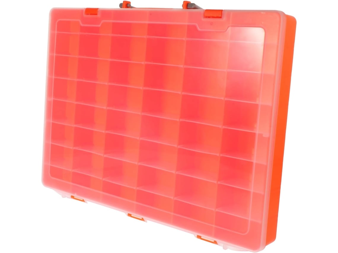 Caja organizadora transparente Nuobesty con separadores para unidades flash USB y objetos pequeños.