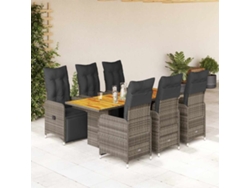 Conjunto de bistró de jardín con cojines de mimbre gris, Dkd Home Decor