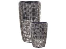 Conjunto de 2 macetas BELIANI Chelone de Ratán sintético Marrón 34x34x66