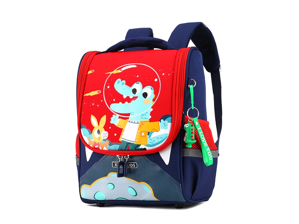 Mochila Infantil De Dibujos Animados Dinosaurio Rojo Para Jardín De Infantes, Escuela Y Viajes, Segura Y Impermeable