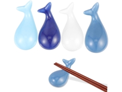 Elegante Soporte Para Palillos De Cerámica Con Forma De Ballena, De 4 Piezas.