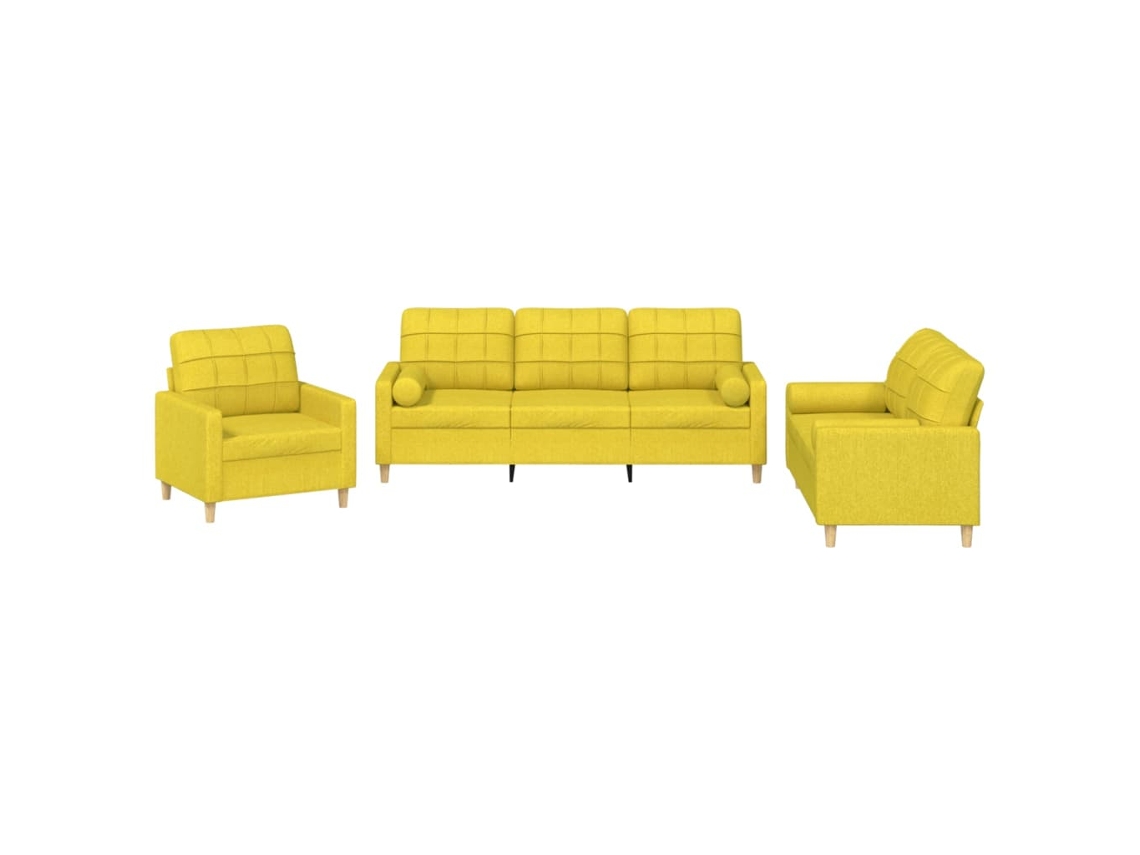 Maison Exclusive - Juego De Sofás Con Cojines 3 Piezas Tela Amarillo Claro