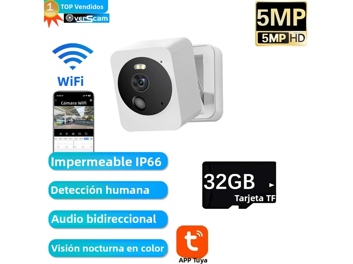 (1 Pieza, 32 Gb) Mini Cámara Ip Inteligente Wifi Graffiti, 5 Mp, Resistente Al Agua