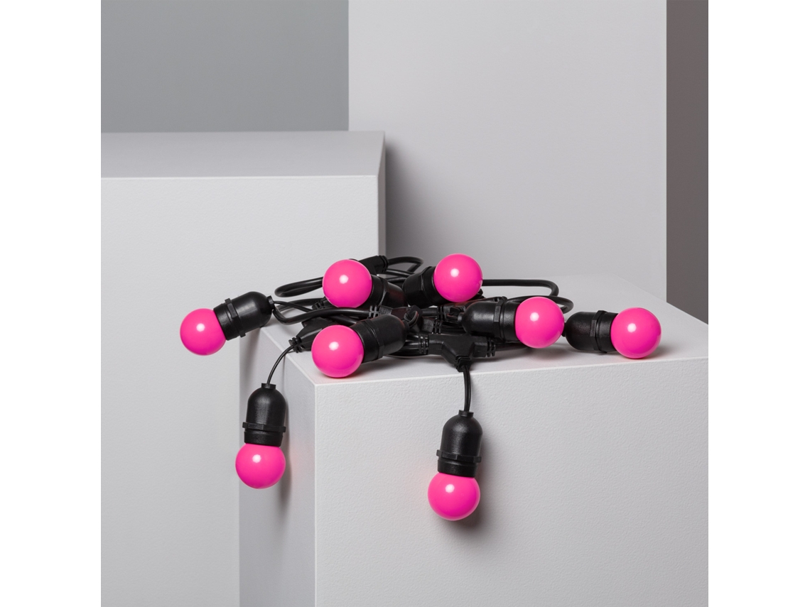 Guirnalda de Luces LEDKIA Waterproof Negro 8 Bombillas Led E27 G45 3W de Colores Rosa (550 cm)