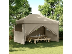 Carpa plegable para fiestas con 4 paredes, color gris-marrón.