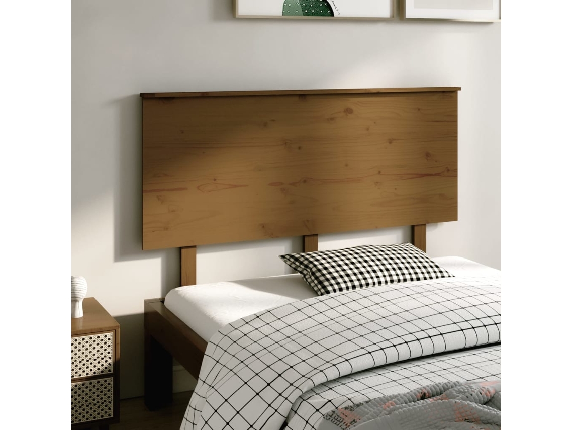 Cabecero De Cama Madera Maciza De Pino Marrón Miel 139x6x82,5cm