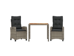 Maison Exclusive - Set Comedor De Jardín 3 Piezas Con Cojines Ratán Sintético Gris