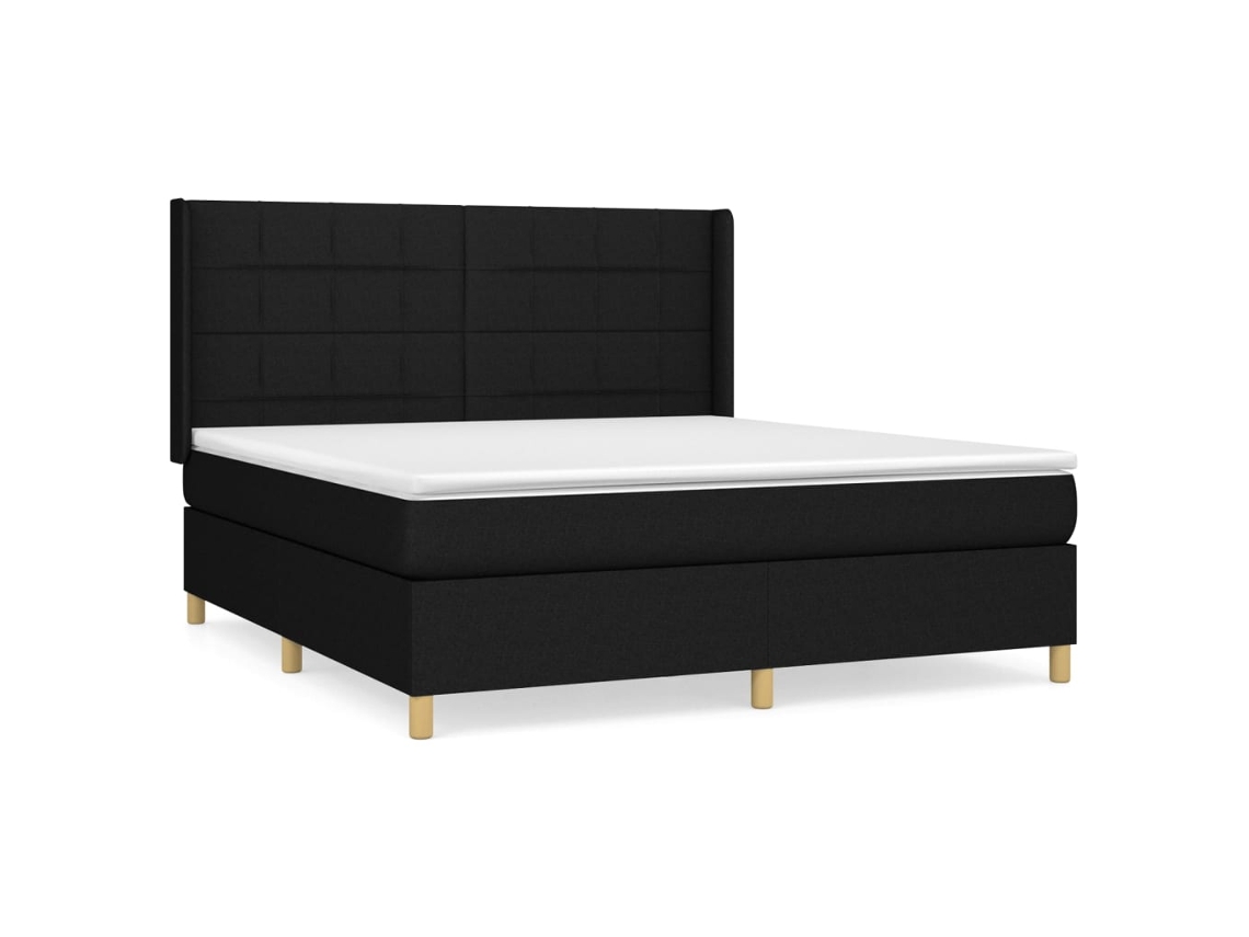 Maison Exclusive - Cama Box Spring Con Colchón Tela Negro 160x200 Cm