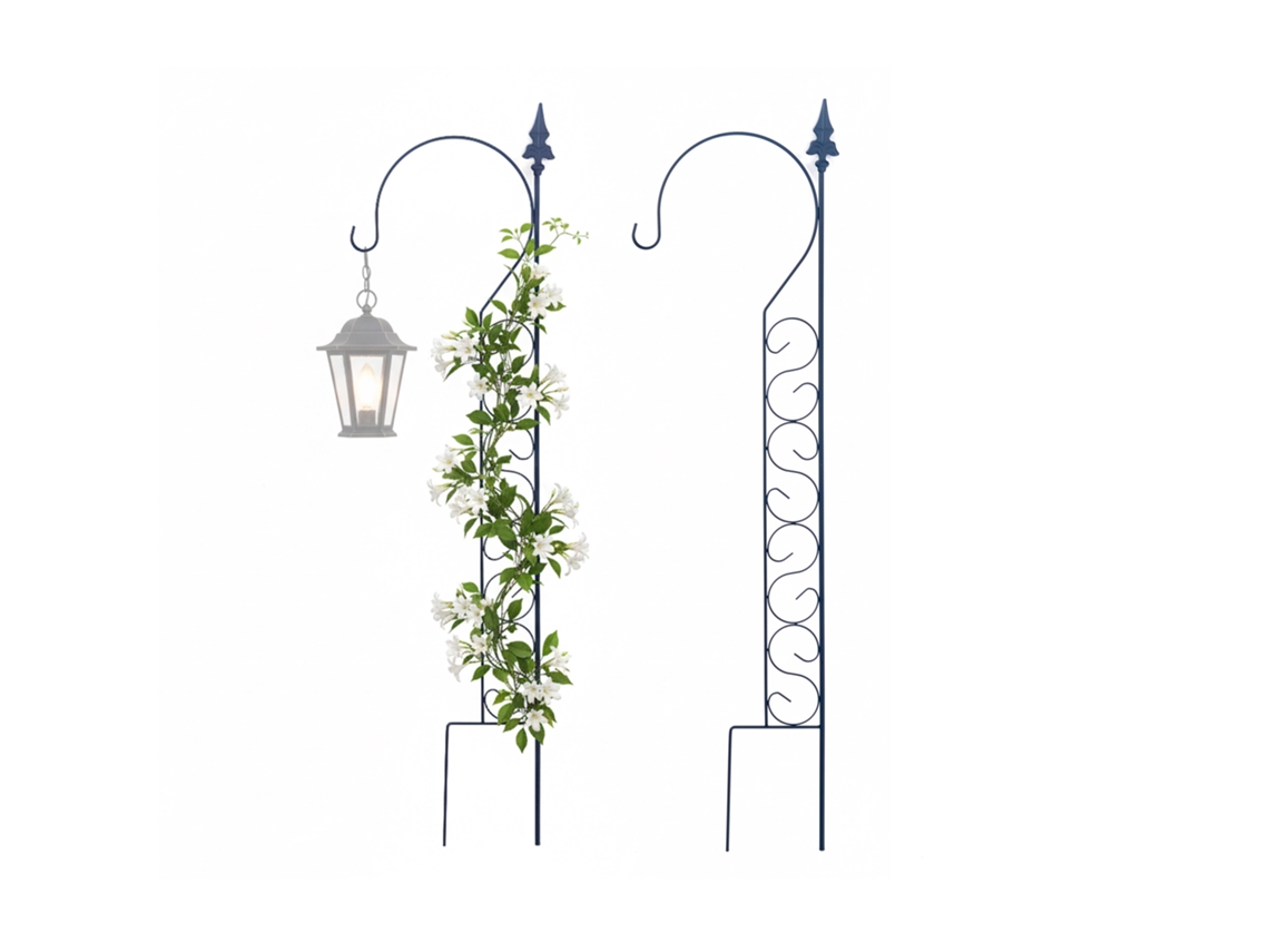 Relaxdays, Set De 2, 116 X 28 Cm, Vara De Pastor, Enrejado Para Trepadoras, Metal, Autoportante, Negro