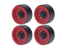 Juego De Ruedas Beadlock Rc De Aluminio De 1,9 Pulgadas Para Coches Rc A Escala 1/10 Axial Scx10 I Ii Iii, Color Rojo, 4 Piezas.