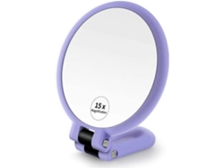 Rebe-espejo De Mano Plegable De 1x Y 15x Doble Lado Con Mango Ajustable Material Abs Plástico Ligero Para Viajes Mujer Morado