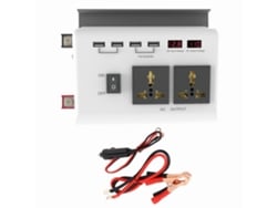 Inversor de energia para carro DC 12V para AC 220V, com 4 portas USB 2.1A e 2 tomadas CA, branco S/MARCA