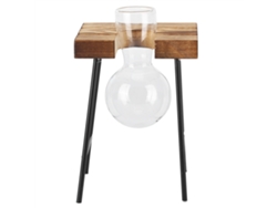 Maceta De Vidrio Con Soporte De Madera Para Uso Hidropónico, Adecuada Para Escritorio Y Oficina.
