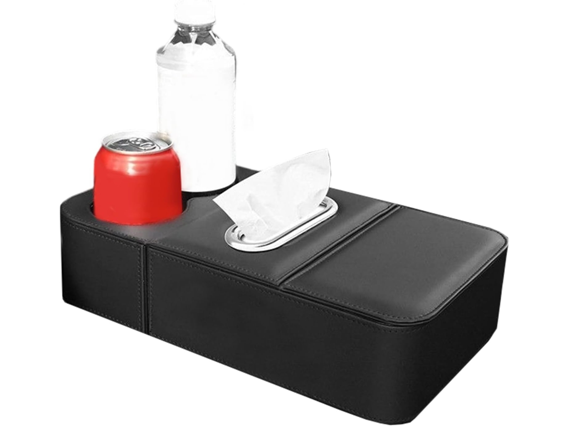Organizador Para El Reposabrazos Del Coche: Dispensador De Pañuelos Grande, Portavasos, Caja.