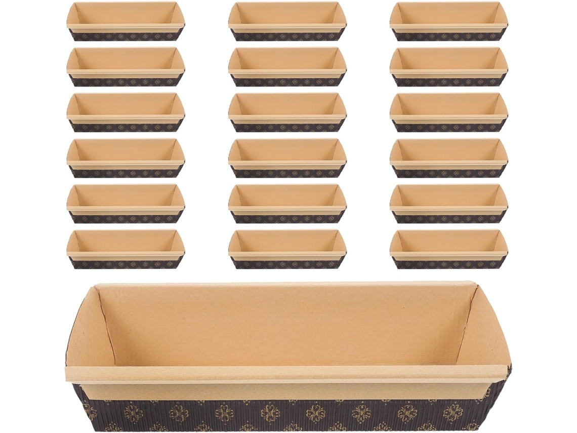 50 Piezas, Té, Papel, Moldes Rectangulares De Papel Para Pastel De Ciruelas 200x65x45 Mm Juego De 50 Antiadherentes