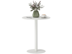 Mesa de cocina redonda para 2 personas, diseño moderno, acero, Ø60x72cm, blanca