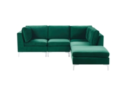 Sofá Modular De 4 Lugares Com Repousa-pés Beliani Evja De Veludo Verde 235x150x84