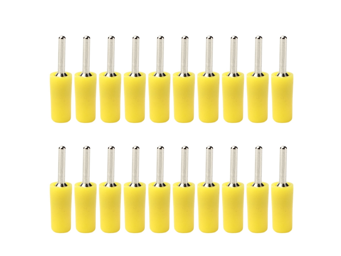 20pcs Conector Macho De Plátano Pin 2mm Latón Niquelado Impermeable Kit Amarillo