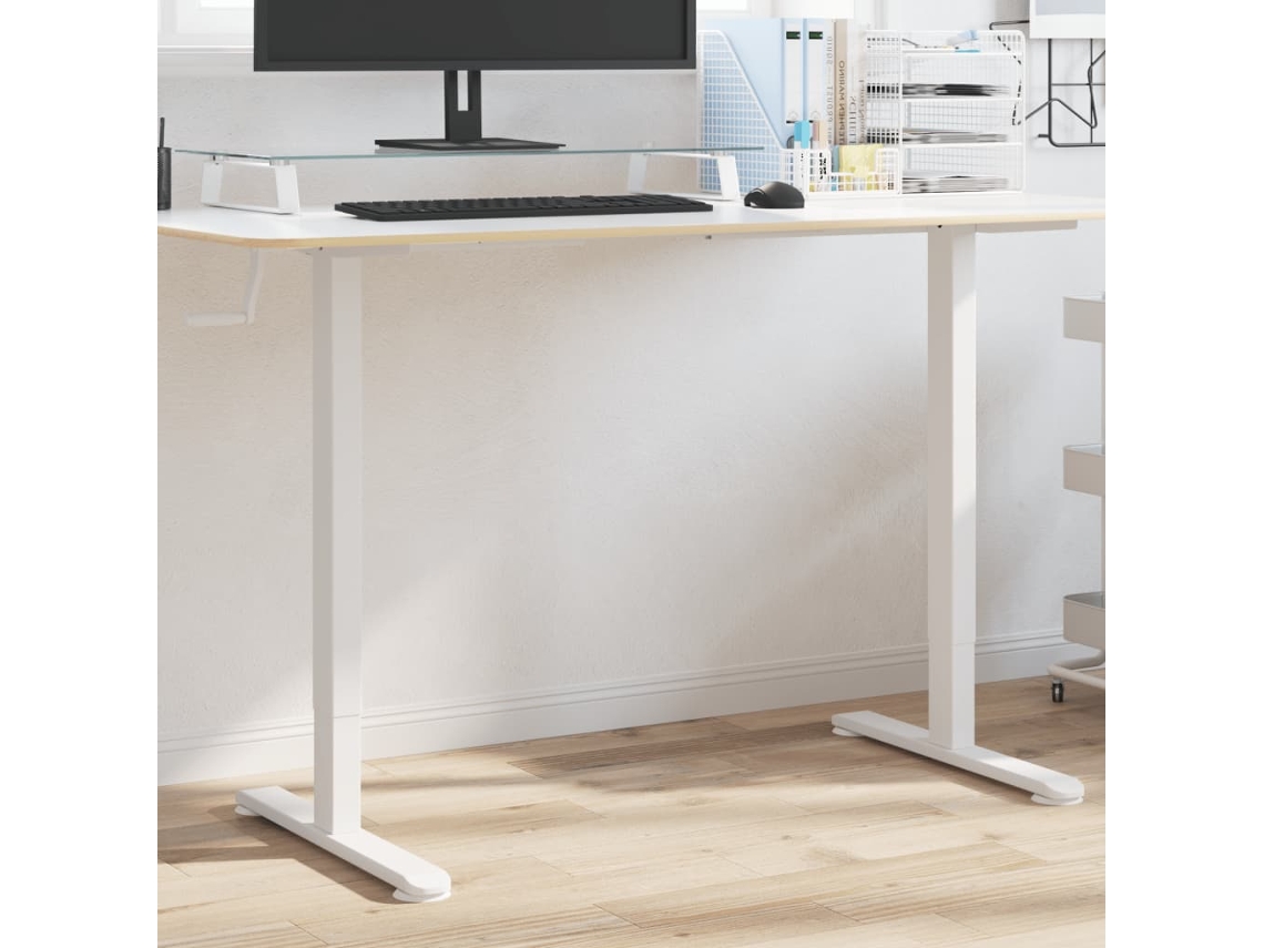 Marco de escritorio de pie acero blanco (94-135)x60x(70-114) cm