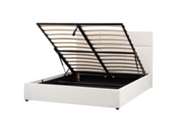Cama con almacenaje Beliani Lagord de poliéster blanco (170 x 214 x 84 cm)