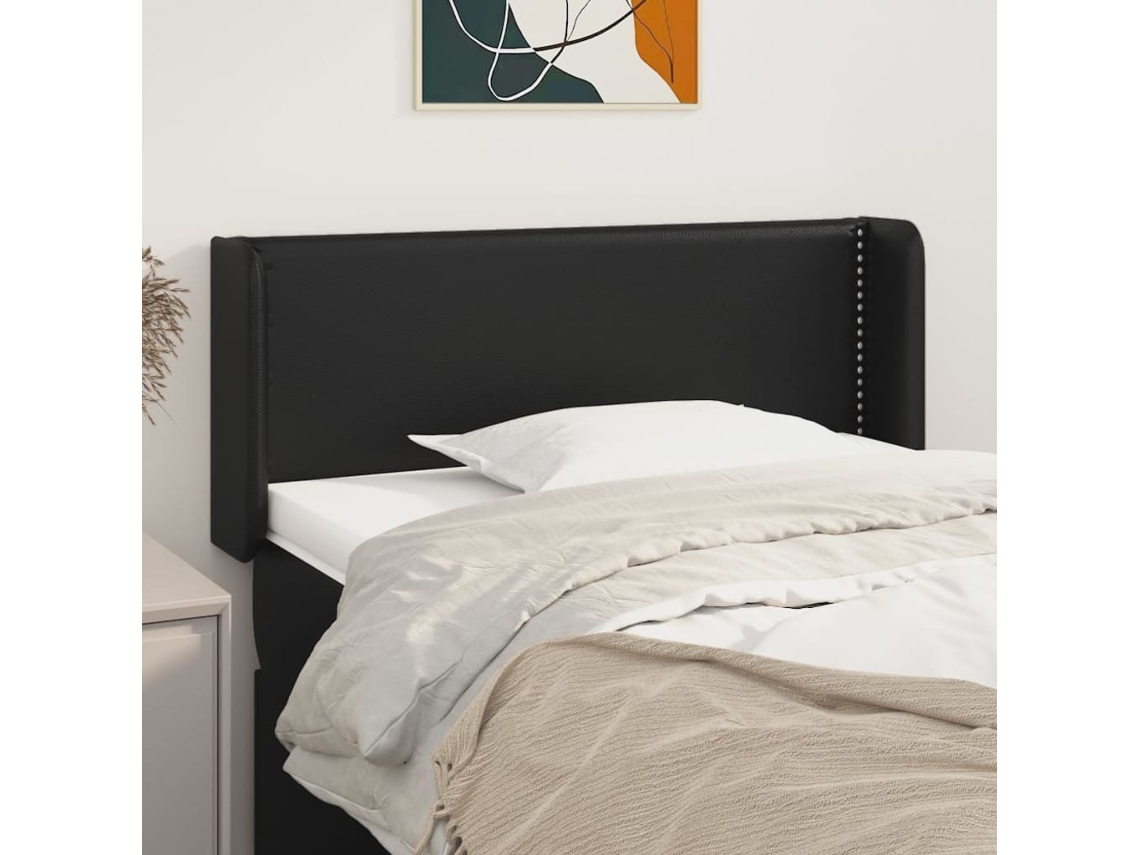 Cabecero De Cuero Sintético Negro 83x16x78/88 Cm