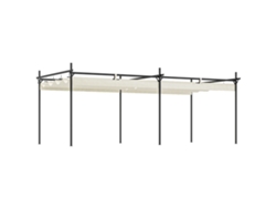 Pérgola Retráctil De 6x3 M Con Tejido Impermeable Color Crema.