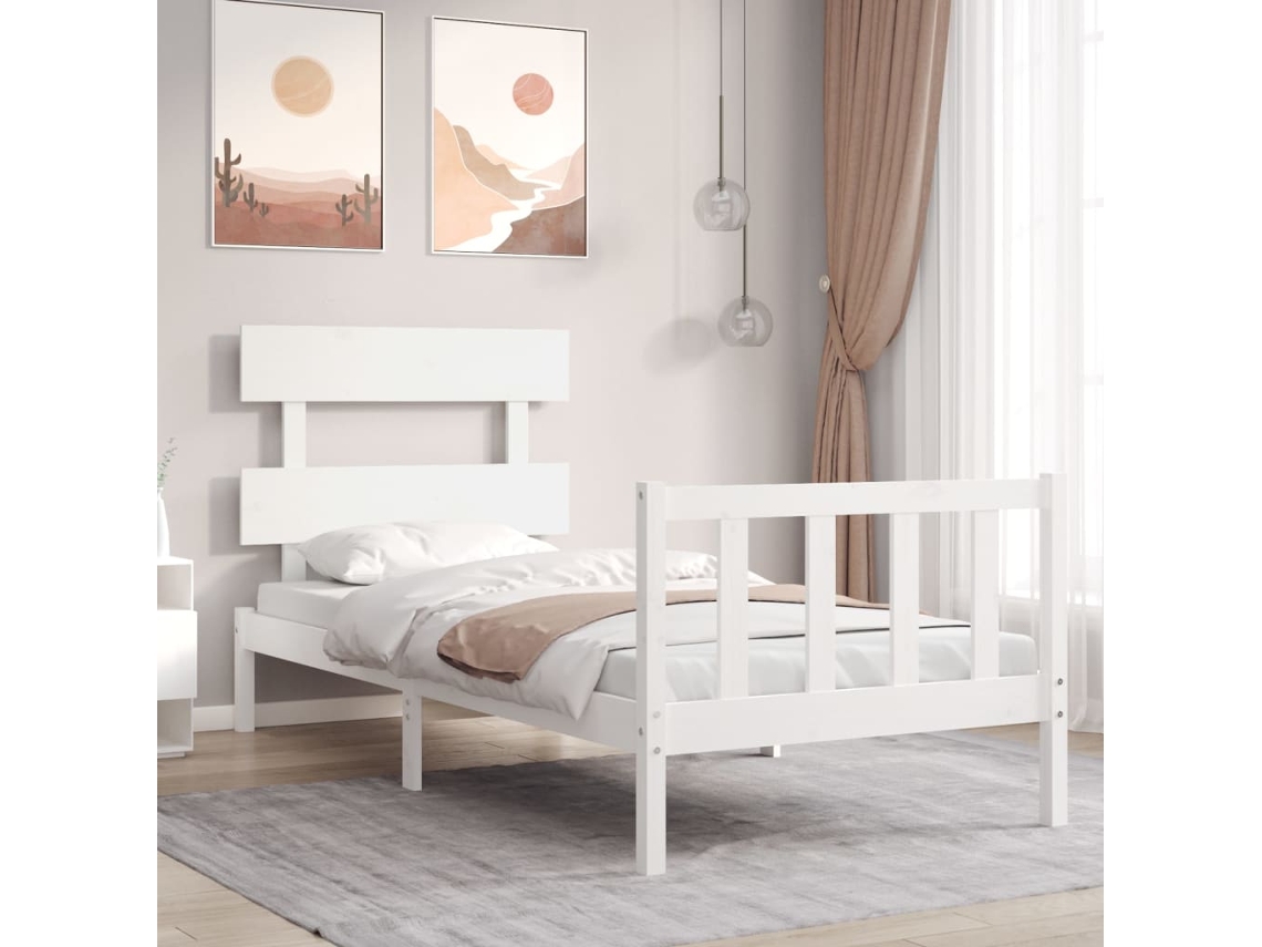 Cama Individualcama Para Adultosestructura De Cama Con Cabecero Madera Maciza Blanco Wsd20739