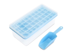Bandeja De Silicona 3 En 1 Para Cubitos De Hielo Con Tapa, Vaso Y Cuchara Para 96 Cubitos Pequeños.