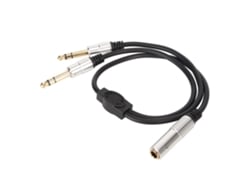 Cabo Splitter Y 6.35mm Fêmea Mono Para Dos Machos 1/4 Polegada Para Microfone Amplificador Falante 1.6ft