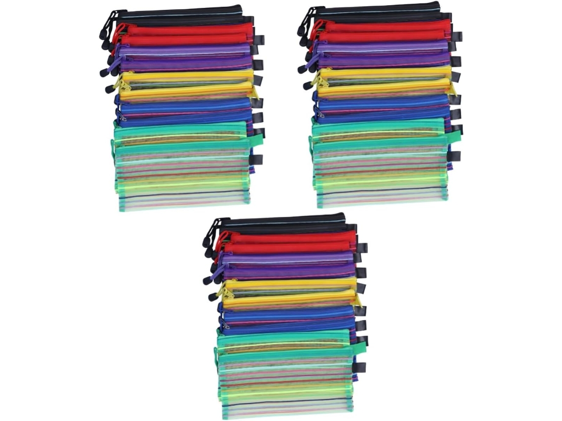 Juego de 36 estuches de malla con bolsa multiusos para lápices, cosméticos y accesorios de viaje.