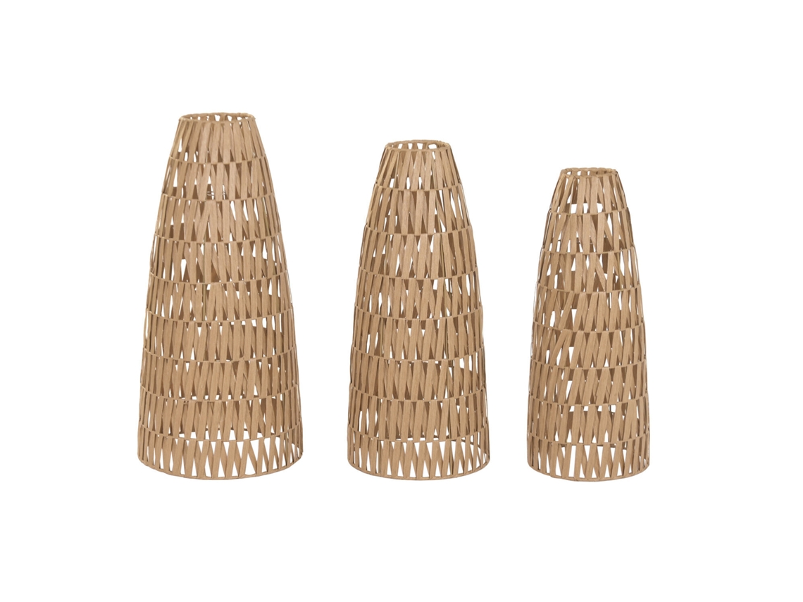 Set 3 Pantalla Fibras Naturales Metal 36x36x72cm