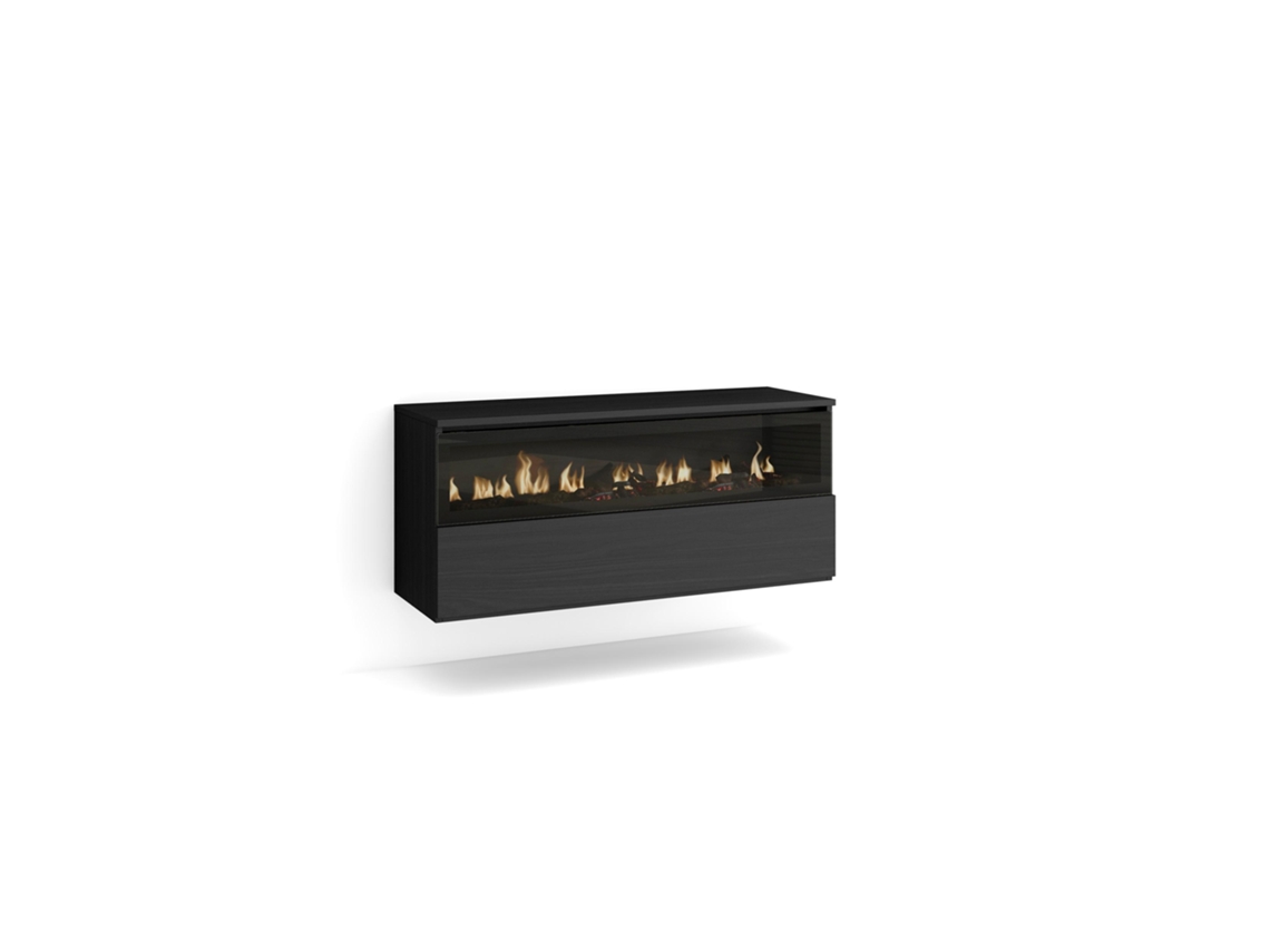 Chimenea eléctrica LED 102x45x35cm 1 Hueco 1 Puerta Colgado Suspendido Negro
