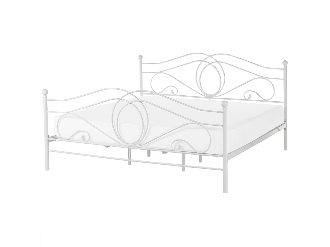 Cama con somier BELIANI Lyra de Acero Blanco 182x209x107